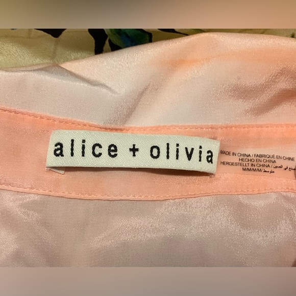 NWT Alice + Olivia Willa 100% Silk Graphic Shirt Size Medium Palm Beach Print - Picture 6 of 16